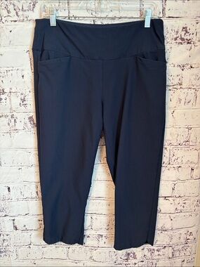 Lady Hagen High-Rise Navy Blue Cropped Ponte Pants